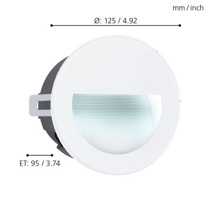 Eglo 99577 - LED Väli süvistatav valgusti ARACENA LED/2,5W/230V IP65 valge