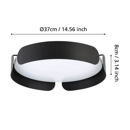 Eglo - LED laevalgusti LED/20W/230V Ø 37 cm must