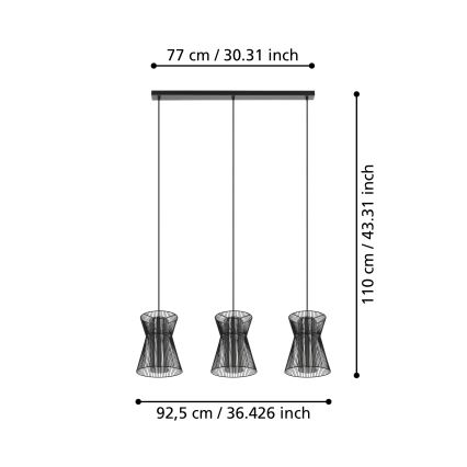 Eglo - Lühter 3xE27/40W/230V must