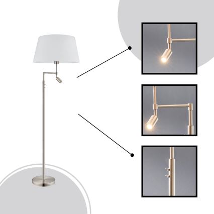 Eglo/Edi Valgustus - LED Põrandalamp SANTANDER 1xE27/11W/230V + LED/2,3W matt kroom