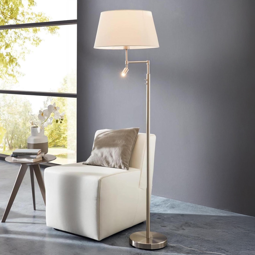 Eglo/Edi Valgustus - LED Põrandalamp SANTANDER 1xE27/11W/230V + LED/2,3W matt kroom