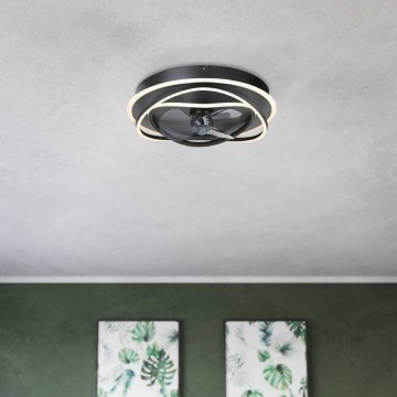 Eglo - hämardatav laeventilaator 4xLED/9W/230V 2700-6500K Ø 50 cm must + kaugjuhtimispult