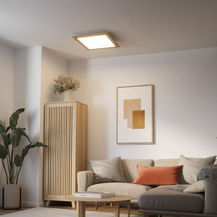 Eglo - LED RGB hämardatav pinnapealne paneel SALOBRENA-C WOOD LED/40W/230V 2700-6500K 49,5x49,5 cm pruun + kaugjuhtimispult