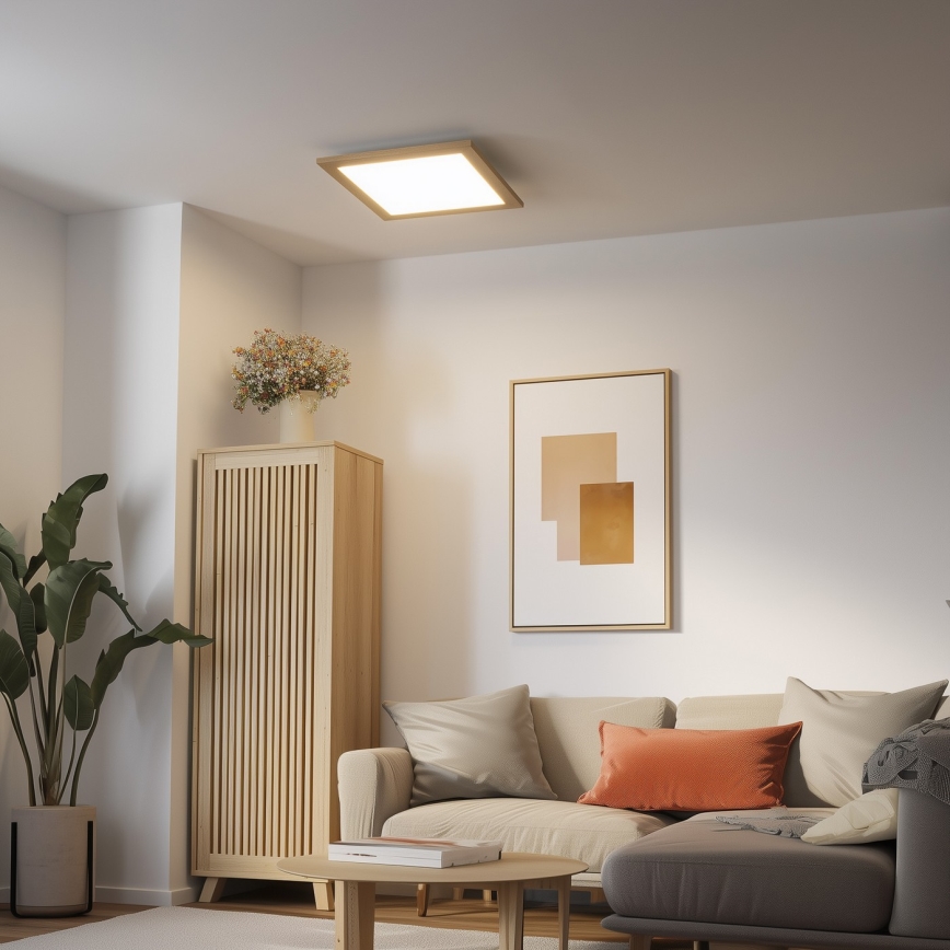 Eglo - LED RGB hämardatav pinnapealne paneel SALOBRENA-C WOOD LED/40W/230V 2700-6500K 49,5x49,5 cm pruun + kaugjuhtimispult