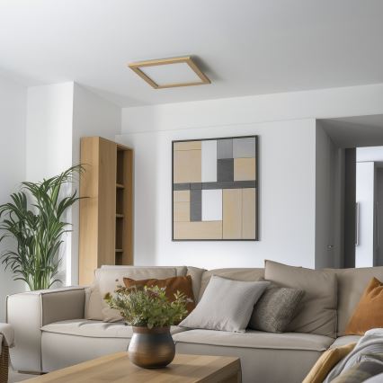 Eglo - LED RGB hämardatav pinnapealne paneel SALOBRENA-C WOOD LED/40W/230V 2700-6500K 49,5x49,5 cm pruun + kaugjuhtimispult