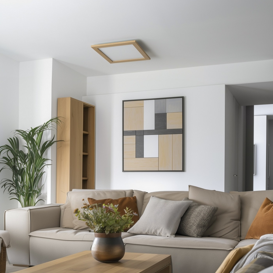 Eglo - LED RGB hämardatav pinnapealne paneel SALOBRENA-C WOOD LED/40W/230V 2700-6500K 49,5x49,5 cm pruun + kaugjuhtimispult