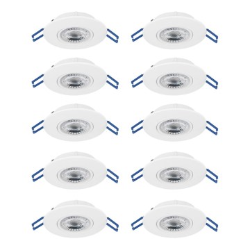 Eglo - komplekt 10× LED laesse paigaldatavat valgustit LED/4,9 W/230 V, 2700/4000/6500 K, läbimõõt 9 cm, valge