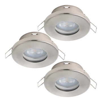 Eglo - KOMPLEKT 3xLED Süvistatav valgusti vannituppa 1xGU10/4W/230V IP44 matt kroom