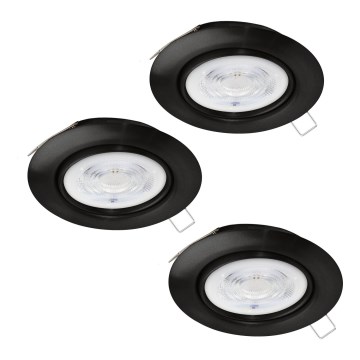 Eglo - KOMPLEKT 3xLED Süvistatav valgusti vannituppa 1xGU10/4W/230V IP44 must