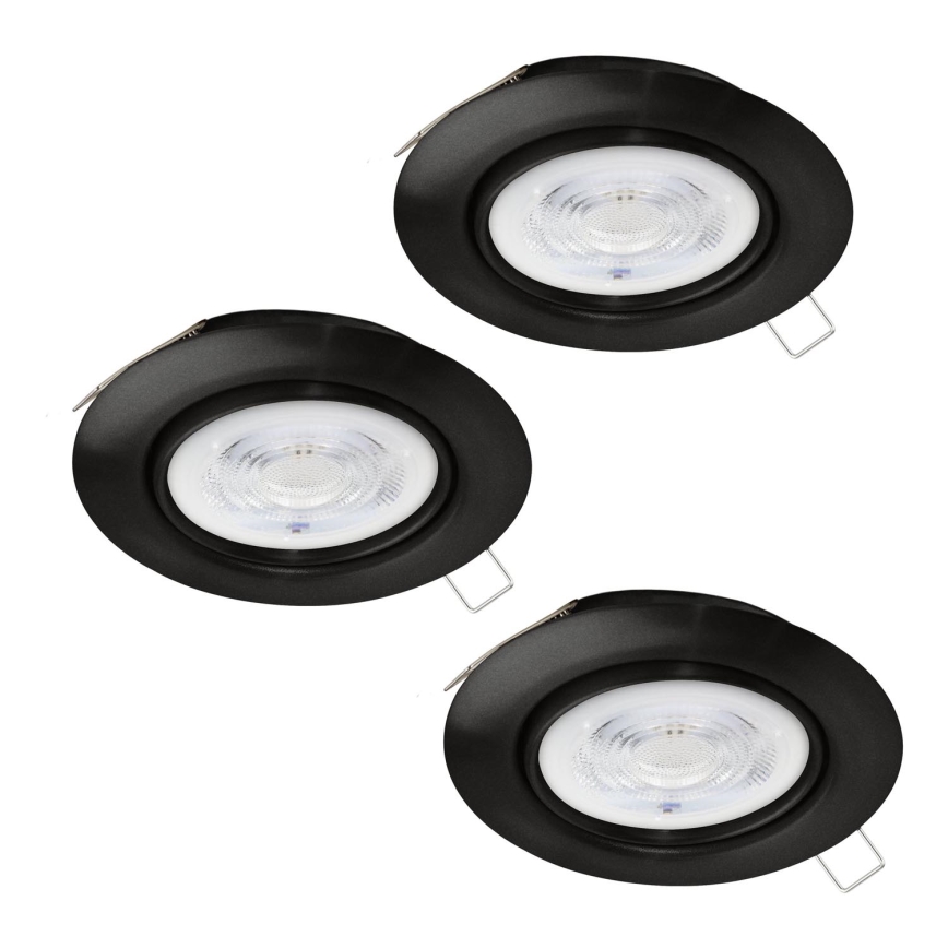 Eglo - KOMPLEKT 3xLED Süvistatav valgusti vannituppa 1xGU10/4W/230V IP44 must