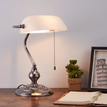 Eglo - Laualamp 1xE27/60W/230V valge/läikiv kroom