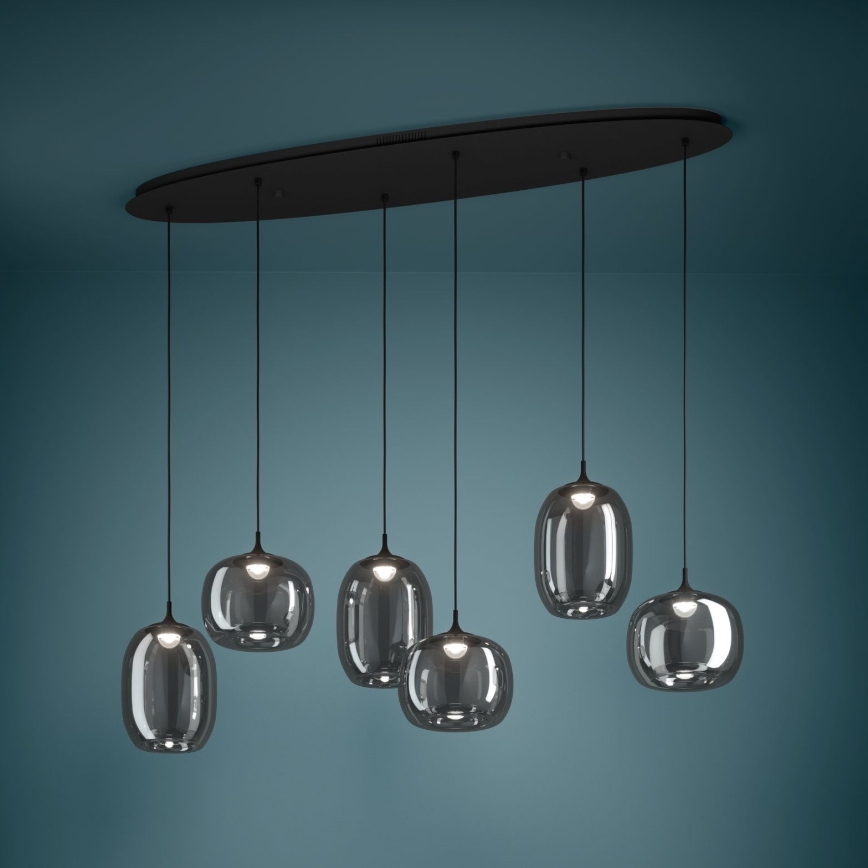 Eglo - LED Hämardatav lühter 6xLED/3,7W/230V 2700-6500K suitsune + kaugjuhtimispult