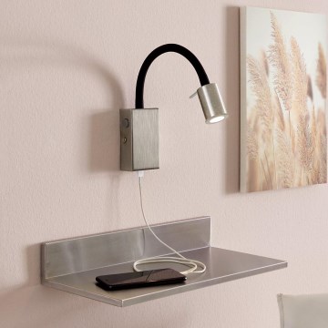 Eglo - LED Kohtvalgusti seinale USB laadimisega 1xLED/3,5W/230V matt kroom