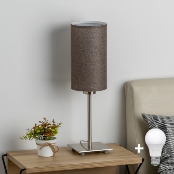 Eglo - LED Laualamp TUNJA 1xE27/60W/230V 26,5 cm matt kroom/pruun