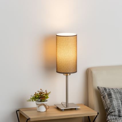Eglo - LED Laualamp TUNJA 1xE27/60W/230V 26,5 cm matt kroom/pruun