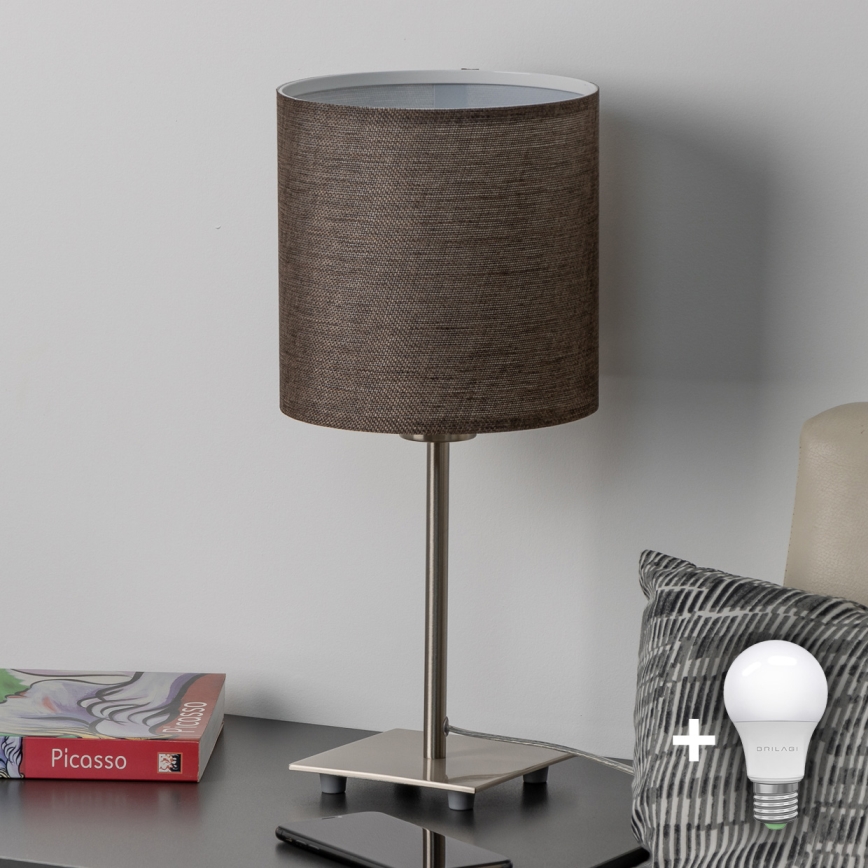 Eglo - LED Laualamp TUNJA 1xE27/60W/230V 26,5 cm matt kroom/pruun