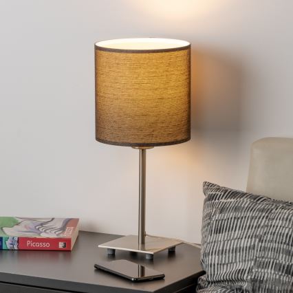 Eglo - LED Laualamp TUNJA 1xE27/60W/230V 26,5 cm matt kroom/pruun