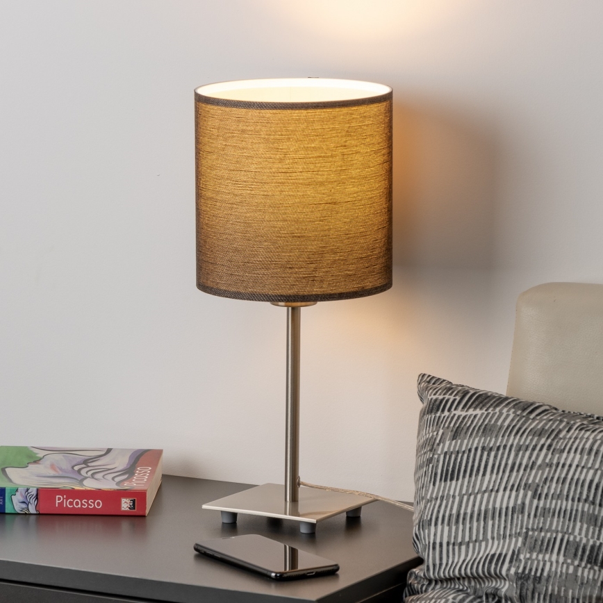 Eglo - LED Laualamp TUNJA 1xE27/60W/230V 26,5 cm matt kroom/pruun