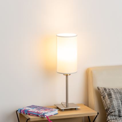 Eglo - LED Laualamp TUNJA 1xE27/60W/230V 26,5 cm matt kroom/valge