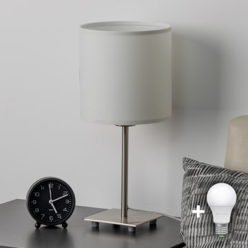 Eglo - LED Laualamp TUNJA 1xE27/60W/230V 26,5 cm matt kroom/valge