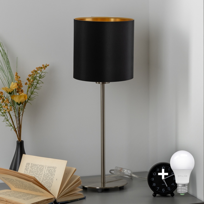 Eglo - LED Laualamp TUNJA 1xE27/60W/230V 38,5 cm matt kroom/must