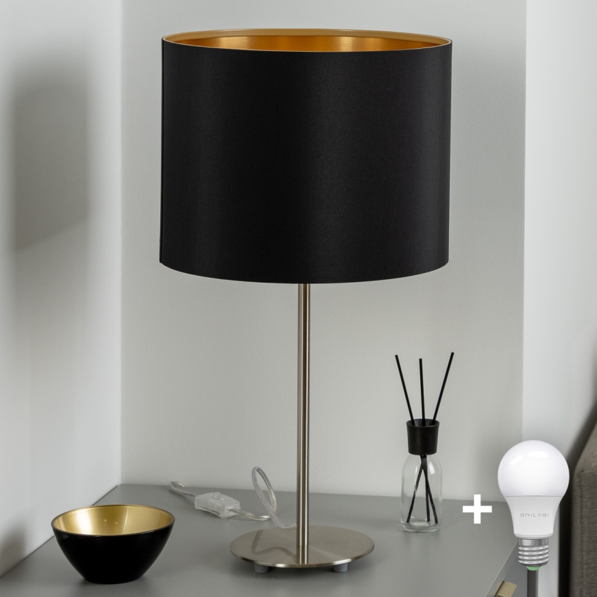 Eglo - LED  Laualamp TUNJA 1xE27/60W/230V 38,5 cm matt kroom/must