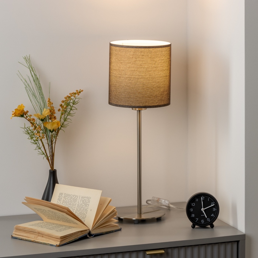 Eglo - LED  Laualamp TUNJA 1xE27/60W/230V 38,5 cm matt kroom/pruun