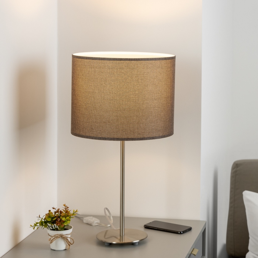 Eglo - LED  Laualamp TUNJA 1xE27/60W/230V 38,5 cm matt kroom/pruun