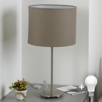 Eglo - LED  Laualamp TUNJA 1xE27/60W/230V 38,5 cm matt kroom/taupe
