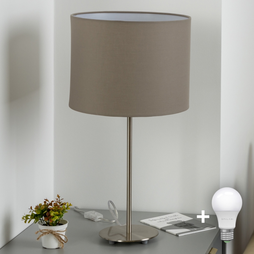 Eglo - LED  Laualamp TUNJA 1xE27/60W/230V 38,5 cm matt kroom/taupe