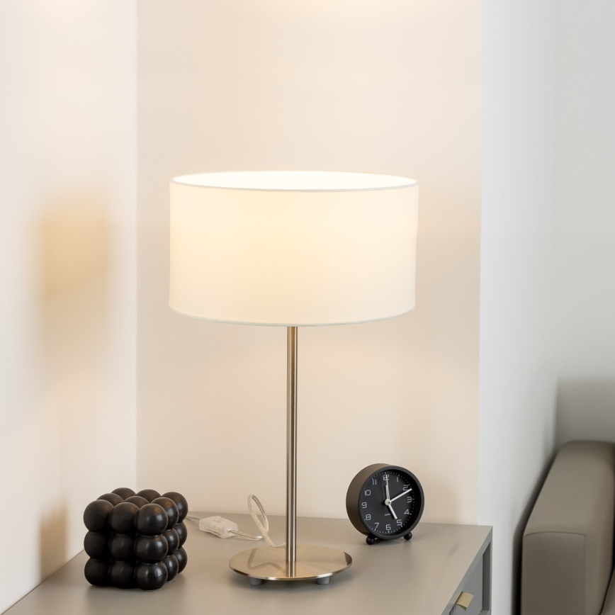 Eglo - LED  Laualamp TUNJA 1xE27/60W/230V 38,5 cm matt kroom/valge