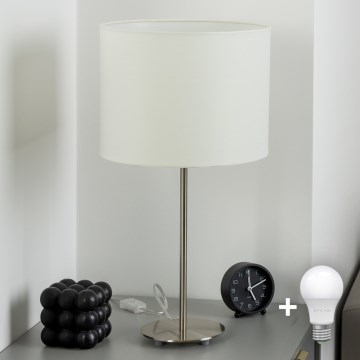 Eglo - LED  Laualamp TUNJA 1xE27/60W/230V 38,5 cm matt kroom/valge