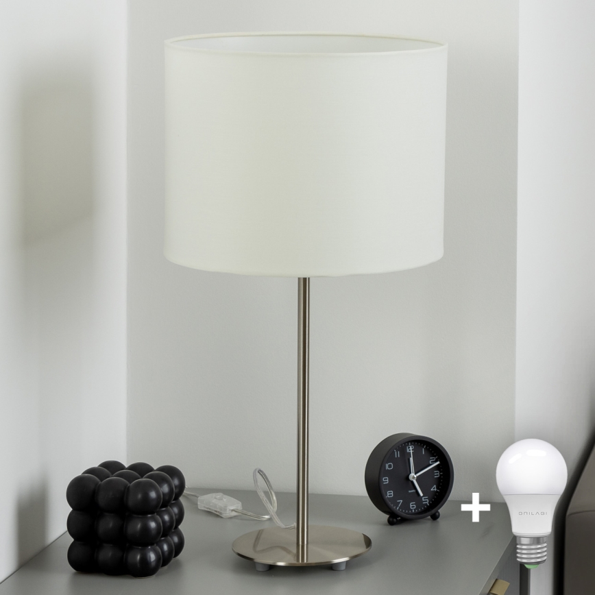 Eglo - LED  Laualamp TUNJA 1xE27/60W/230V 38,5 cm matt kroom/valge