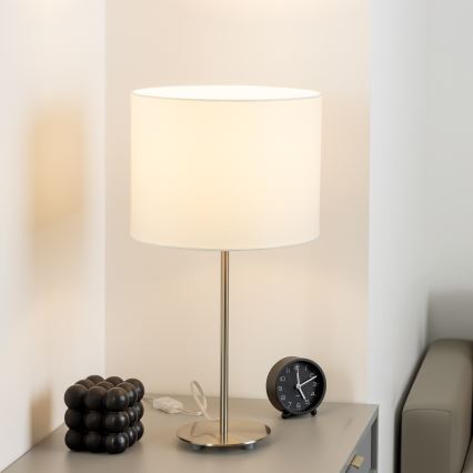 Eglo - LED  Laualamp TUNJA 1xE27/60W/230V 38,5 cm matt kroom/valge