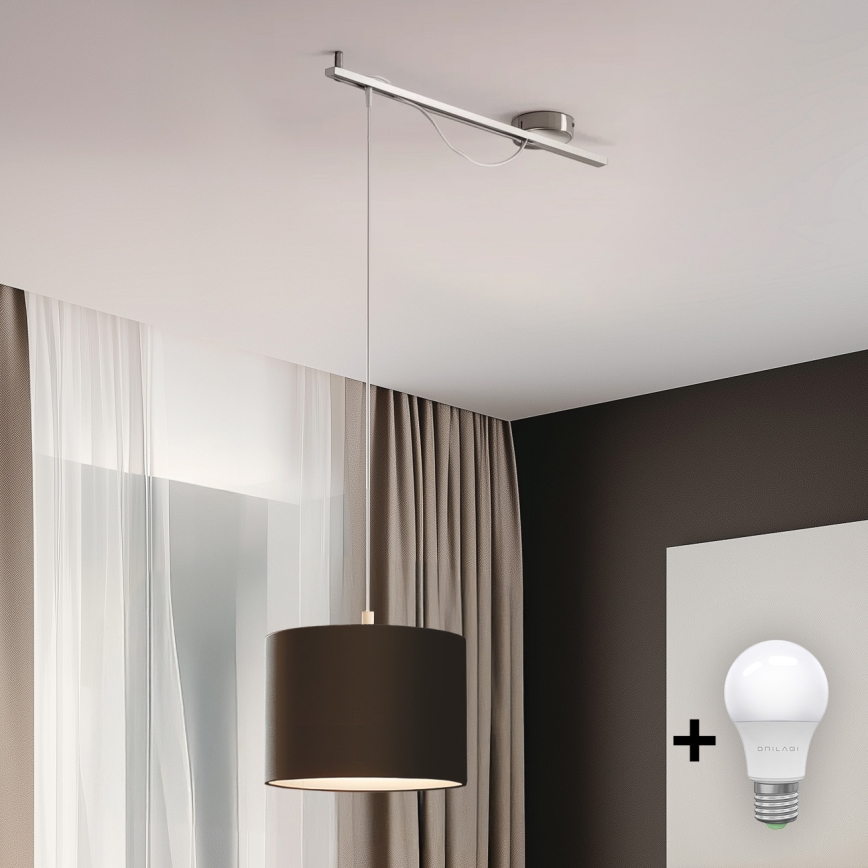 Eglo - LED Lühter CALCENA 1xE27/60W/230V kroom/pruun