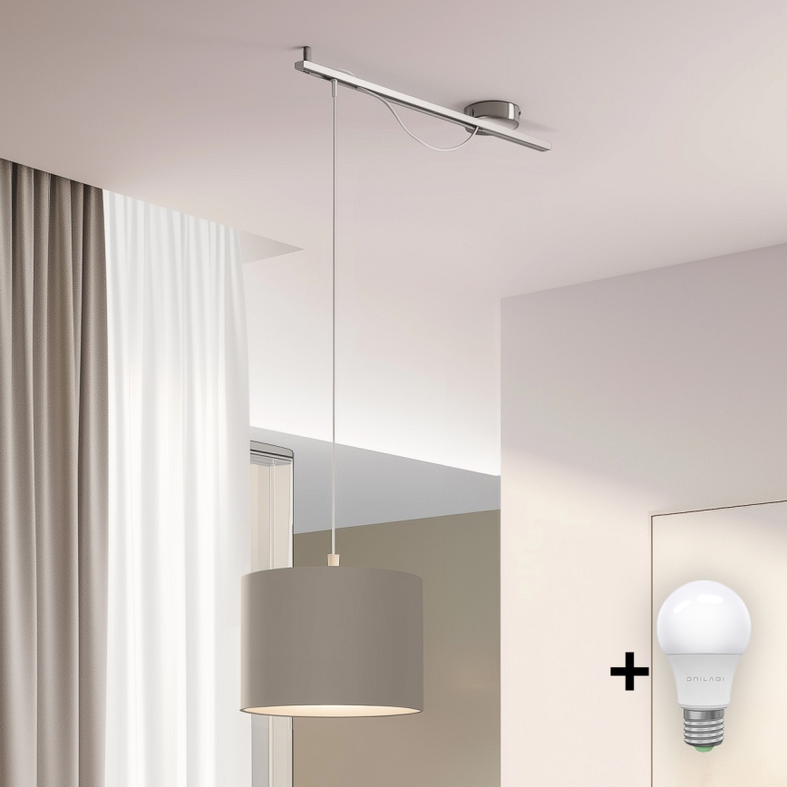 Eglo - LED Lühter CALCENA 1xE27/60W/230V kroom/taupe