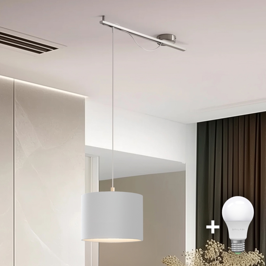 Eglo - LED  Lühter CALCENA 1xE27/60W/230V matt kroom/valge