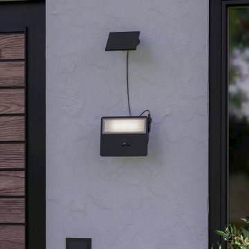 Eglo - LED päikesepaneeliga seinavalgusti anduriga LED/8,7W/3,7V 3600 mAh IP44 must