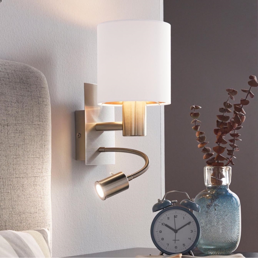 Eglo - LED Paindlik lamp 1xE27/40W + LED/3,8W valge