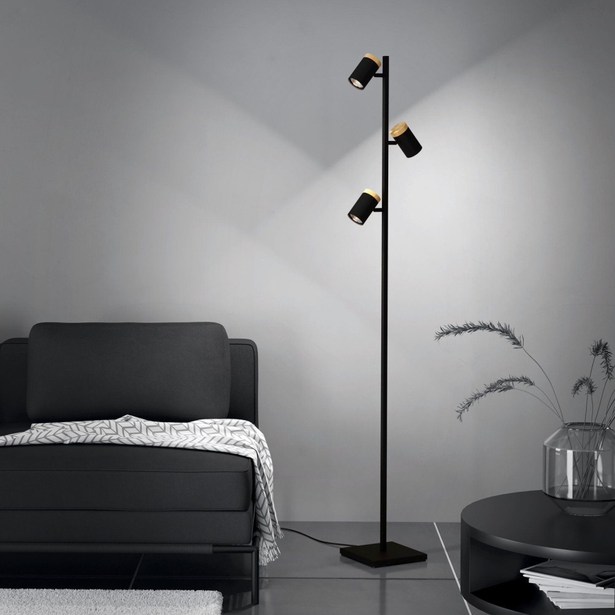 Eglo - LED Põrandalamp 3xGU10/4,5W/230V 3000K must/pruun