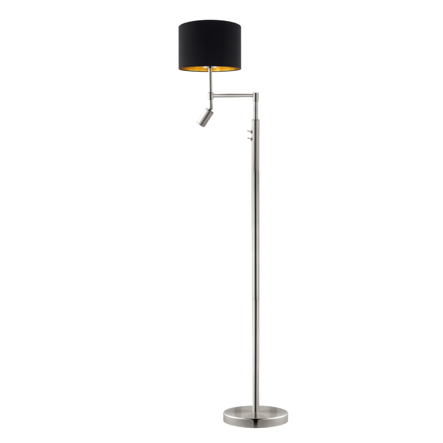 Eglo - LED Põrandalamp TUNJA 1xE27/60W/230V + LED/2,1W d. 30 cm matt kroom/must