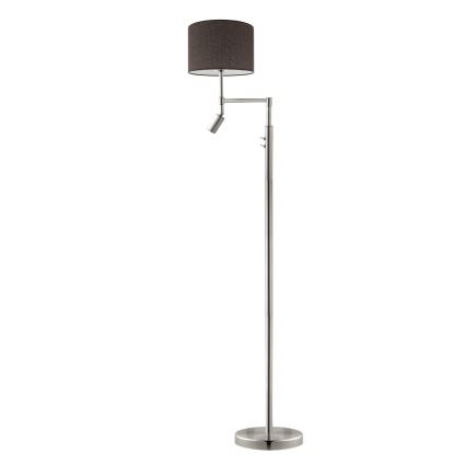 Eglo - LED Põrandalamp TUNJA 1xE27/60W/230V + LED/2,1W d. 30 cm matt kroom/pruun