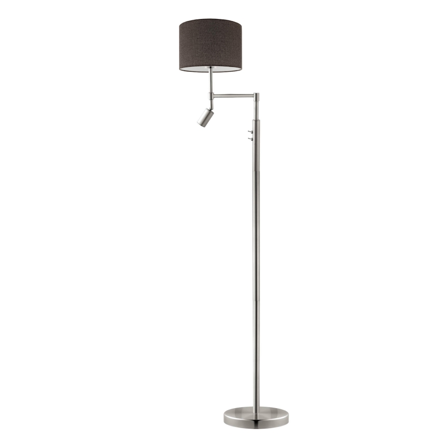 Eglo - LED Põrandalamp TUNJA 1xE27/60W/230V + LED/2,1W d. 30 cm matt kroom/pruun
