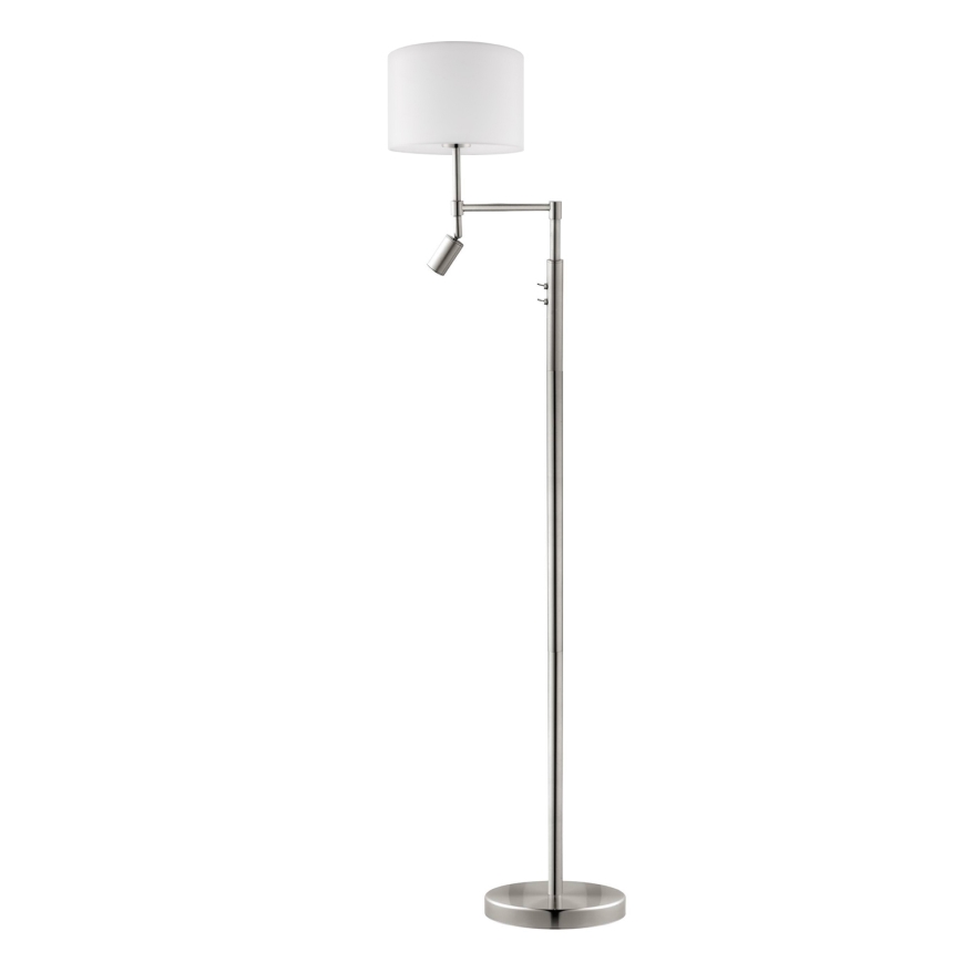 Eglo - LED Põrandalamp TUNJA 1xE27/60W/230V + LED/2,1W d. 30 cm matt kroom/valge