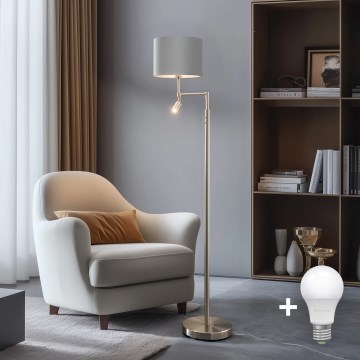 Eglo - LED Põrandalamp TUNJA 1xE27/60W/230V + LED/2,1W d. 30 cm matt kroom/hall