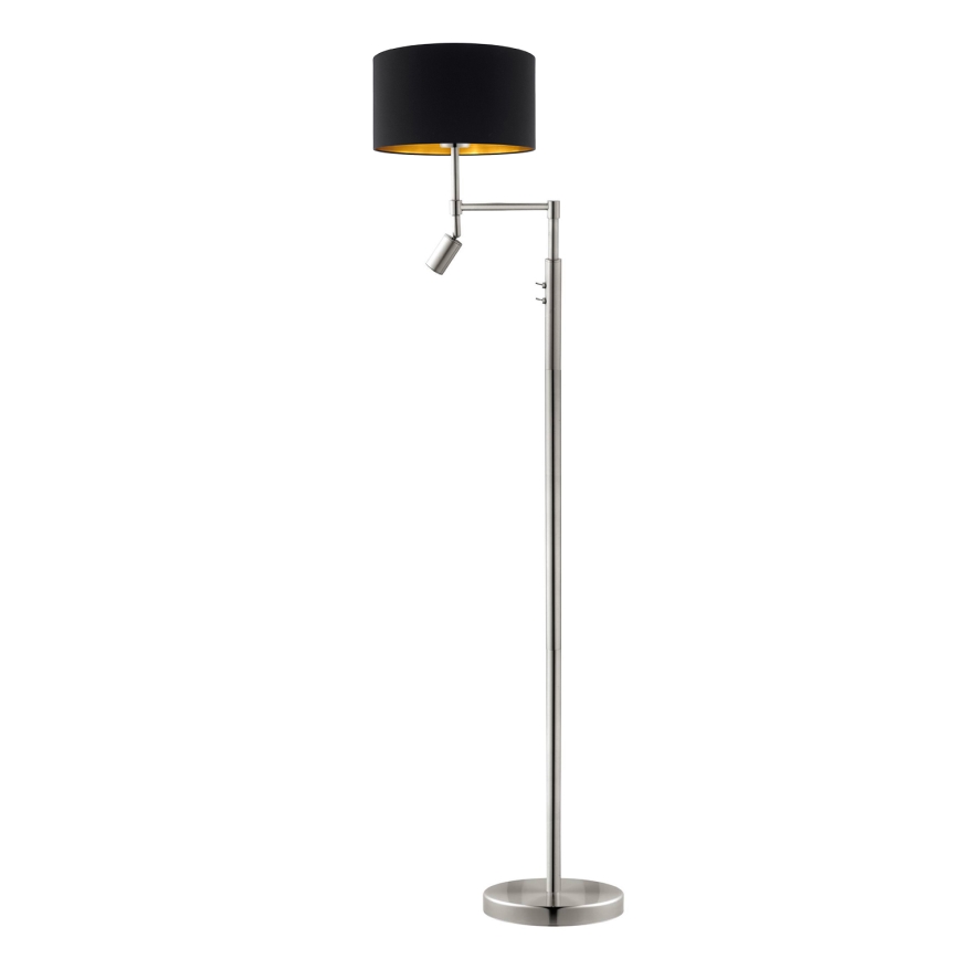 Eglo - LED Põrandalamp TUNJA 1xE27/60W/230V + LED/2,1W d. 38 cm matt kroom/must