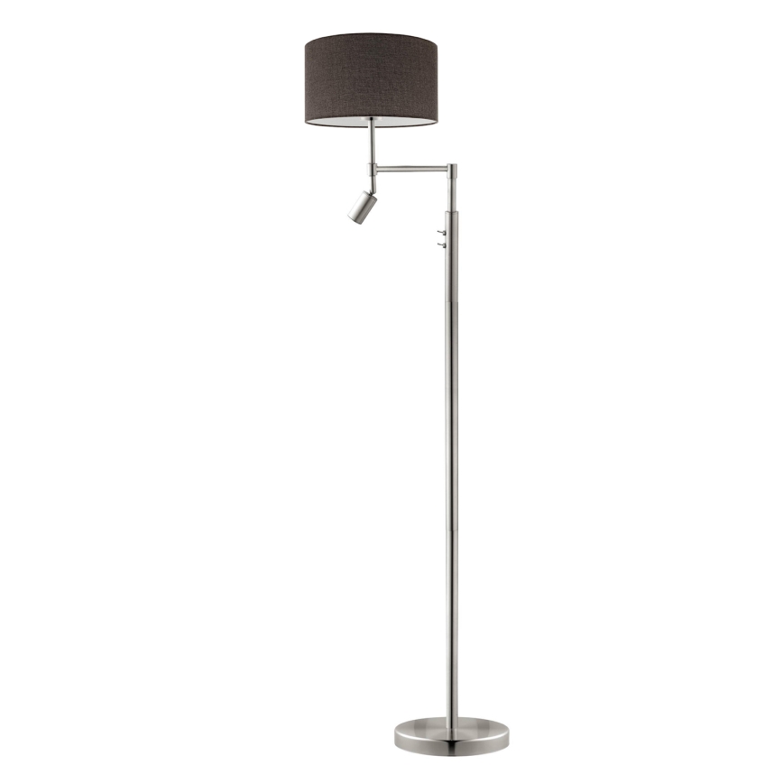 Eglo - LED Põrandalamp TUNJA 1xE27/60W/230V + LED/2,1W d. 38 cm matt kroom/pruun