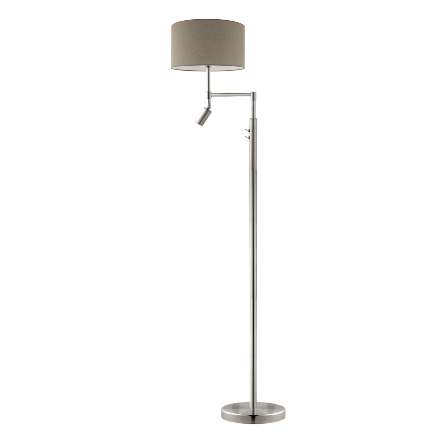 Eglo - LED Põrandalamp TUNJA 1xE27/60W/230V + LED/2,1W d. 38 cm matt kroom/taupe