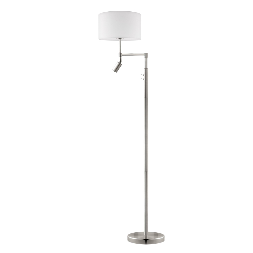 Eglo - LED Põrandalamp TUNJA 1xE27/60W/230V + LED/2,1W d. 38 cm matt kroom/valge