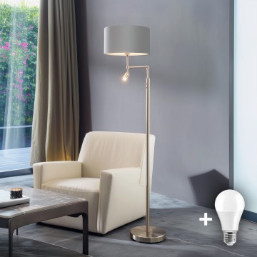Eglo - LED Põrandalamp TUNJA 1xE27/60W/230V + LED/2,1W d. 38 cm matt kroom/hall